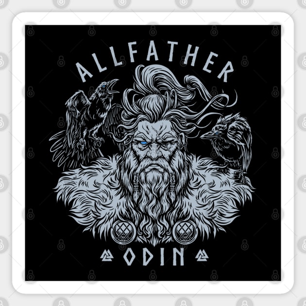 Norse Odin Viking Allfather God Raven Huginn Muninn Sticker by Blue Pagan